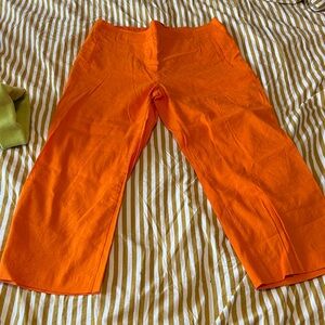 Anthropologie Bright Orange Cropped Wide-Leg Pants